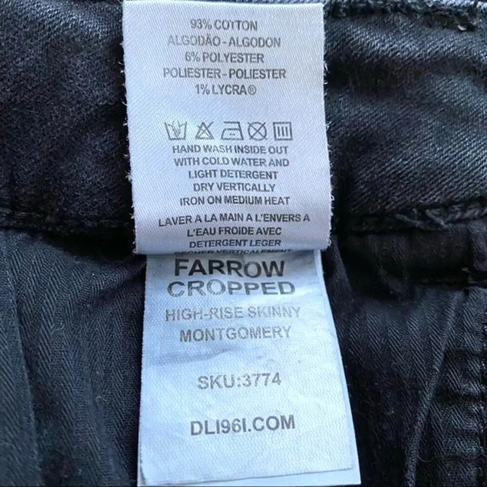 DL1961 Farrow High Rise Raw Frayed Hem Cropped Jeans Size 26